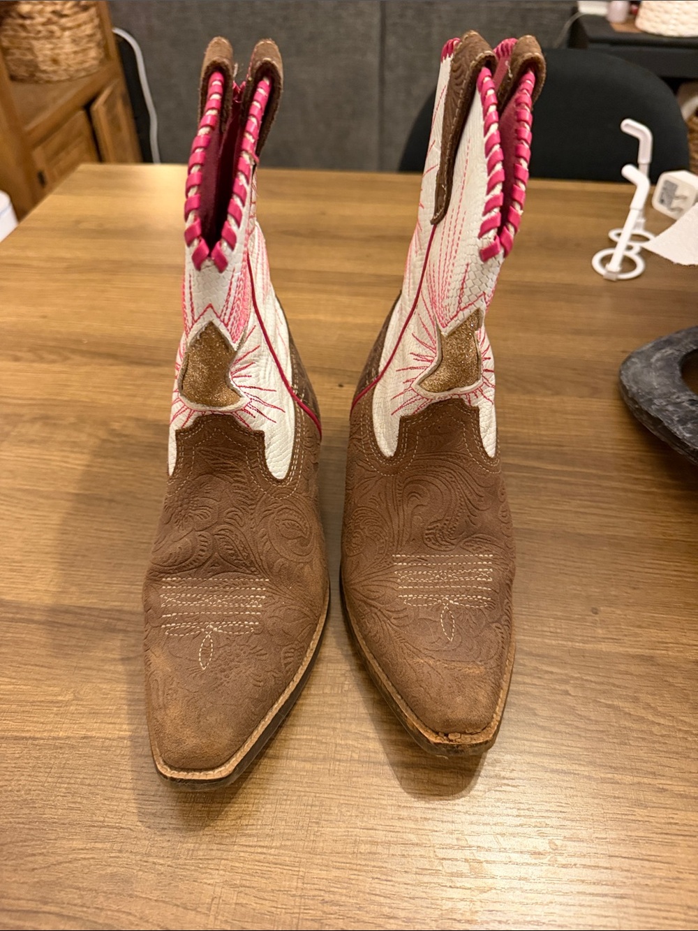 Ariat Brown and Pink Western Cowgirl Boots
